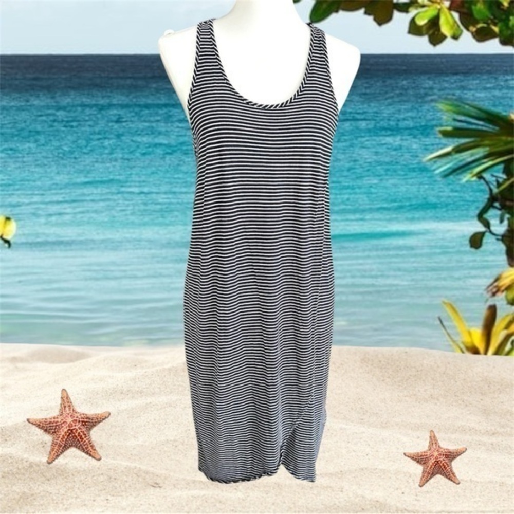 GAP Blue and White Striped Midi Dress